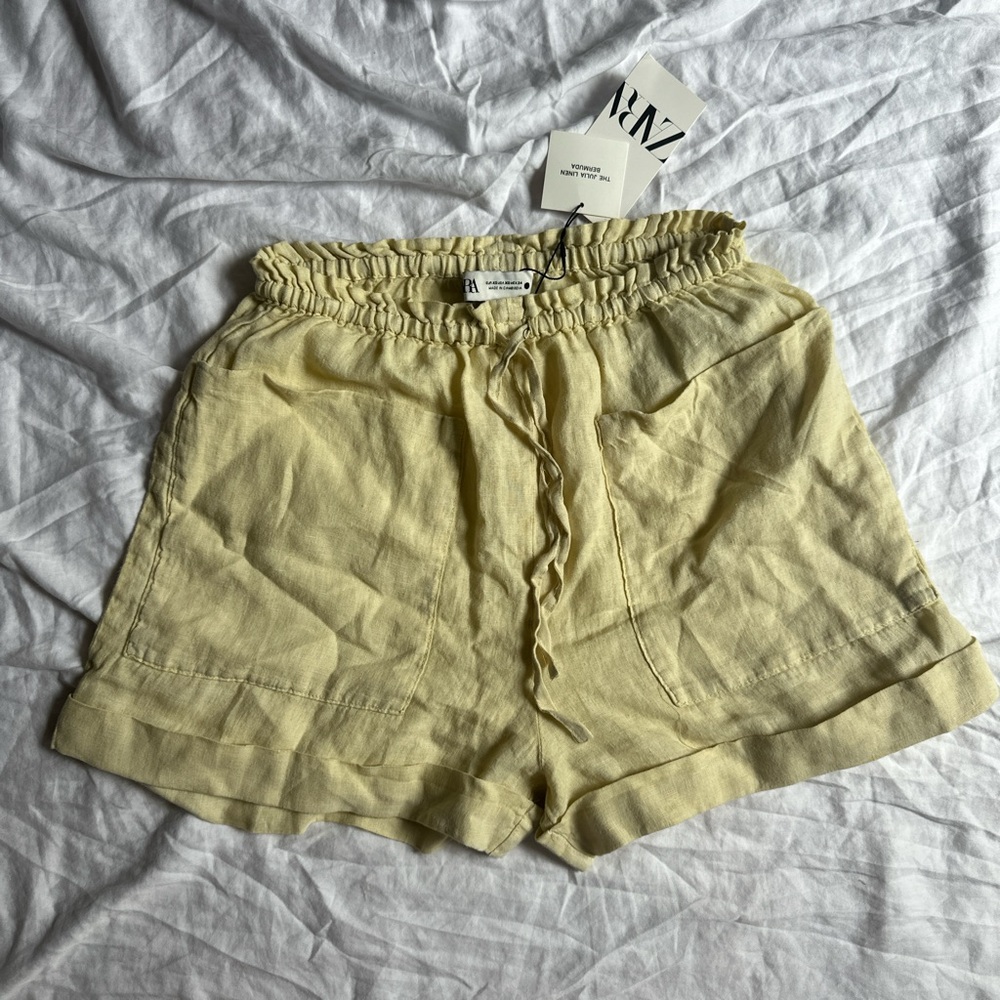 Zara yellow linen shorts